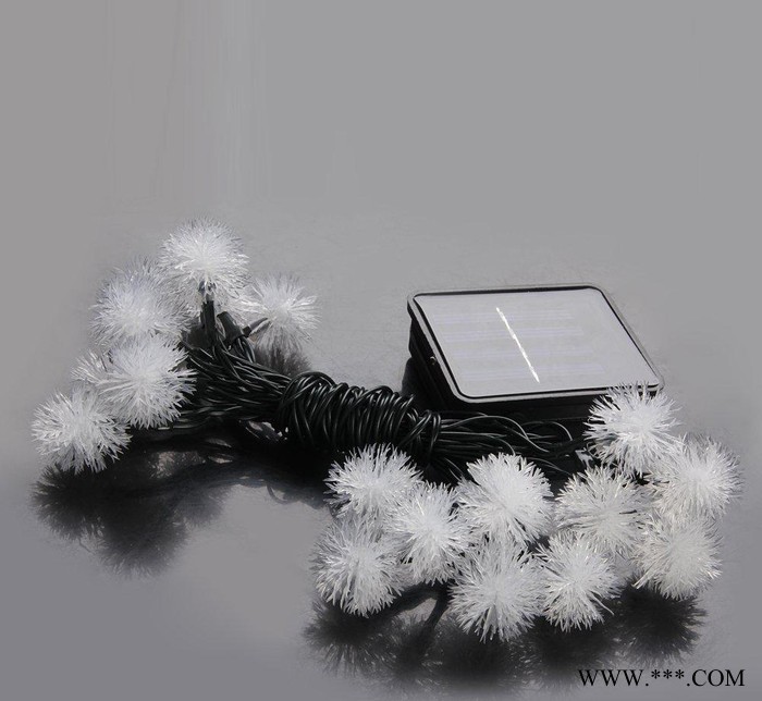 暖白毛球掛件燈 LED太陽能燈串 花園家居裝飾燈彩燈閃燈