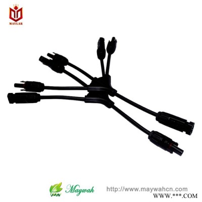 直銷太陽能光伏MC4連接器 3轉1分支接頭 防水光伏匯流套件 maylar四通3T連接器 四通光伏連接器
