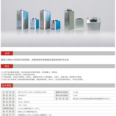 標稱電壓1KV及以下自愈式并聯電容器