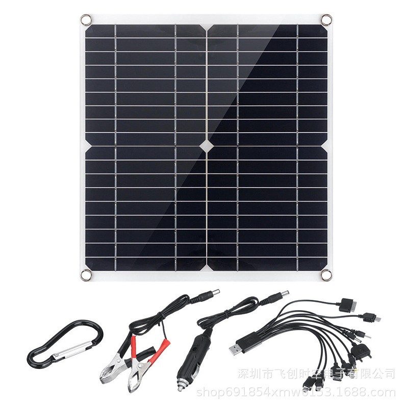 單晶50W太陽能板雙USB穩壓器充電板汽車虧電電瓶12V充電戶外光伏