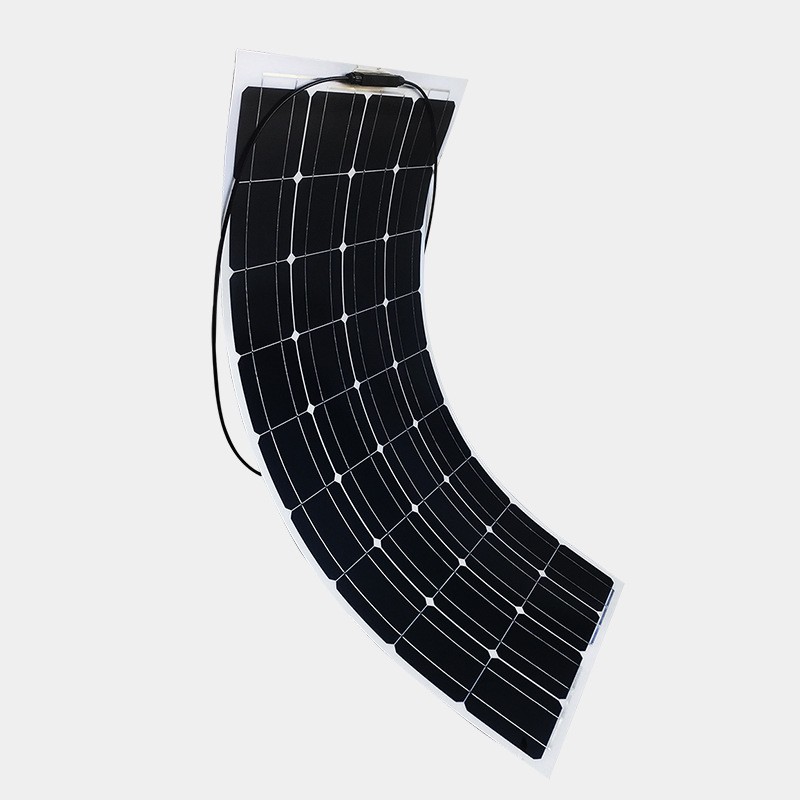 半柔性單晶100W太陽能電池板車載光伏發電露營房車戶外220v供電
