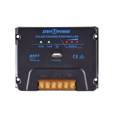 ATEM POWER 20A自動(dòng)檢測12V 24V太陽能控制器MPPT