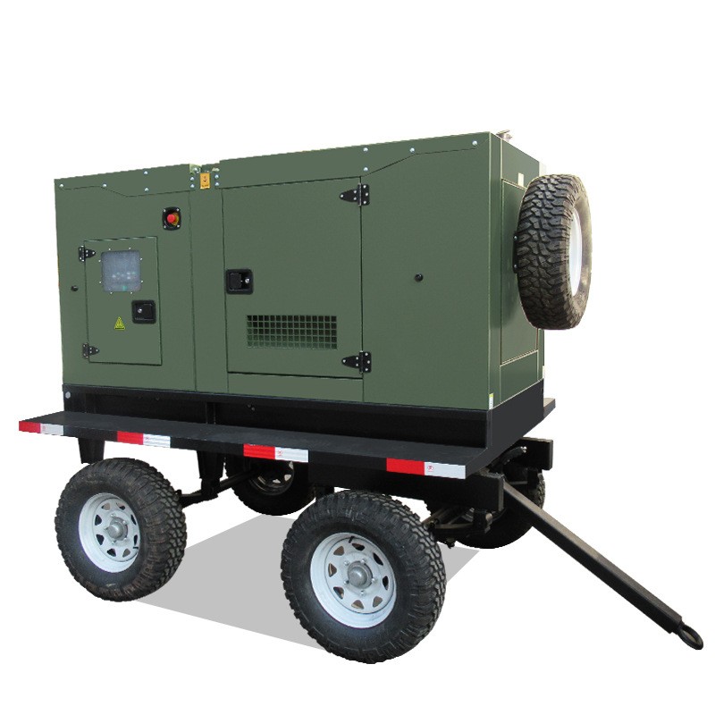 軍用柴油發(fā)電機(jī)組軍綠迷彩色靜音拖車型四輪濰柴動(dòng)力高配國(guó)標(biāo)全銅